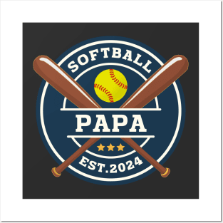 Softball Papa Baseball Lover Dad Posters and Art